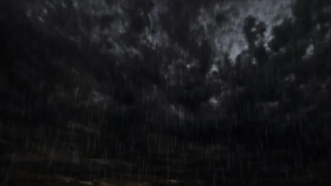 Timelapse of night rain, heavy dark clouds, thunder and lightnings Stock Footage 260286601