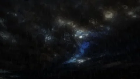 Timelapse of night rain, heavy dark clouds, thunder and lightnings Stock Footage 297032435