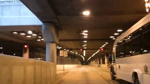 Timelapse of the night rush drive in a big city. Speedy car driving the tunnel. Stock Footage 172528269