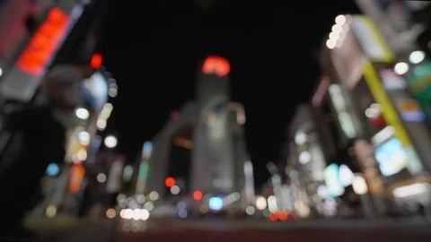 TimeLapse - Night scenery at the Dogenzaka intersection in Shibuya (Soft Focus) Stock Footage 94608696
