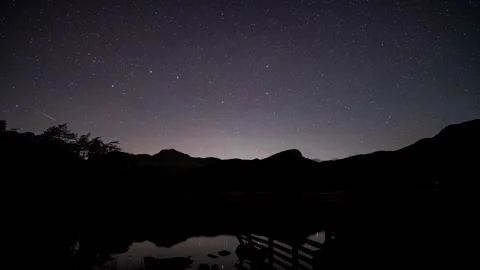 A Timelapse of the night sky over Blea Tarn in the English Lake District Stock Footage 287518351