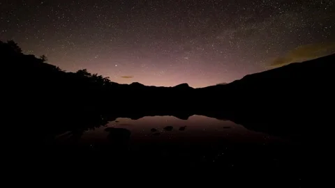 A Timelapse of the night sky reflecting on Blea Tarn in the English Lake Di.. Stock Footage 241021951