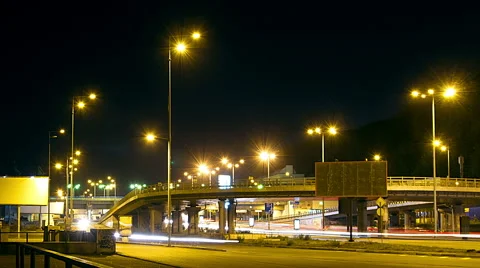 Timelapse of night street Stock Footage 68923096