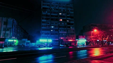 Timelapse night street Stock Footage 170487061