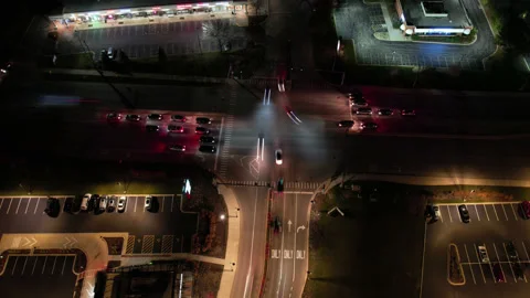Timelapse Night time Intersection in Vernon Hills, Illinois, USA - Stock Footage 225469065