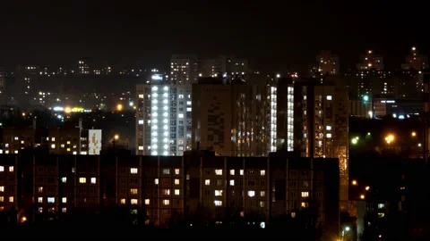 Timelapse night town. Sleeping district of the city of Voronezh Stock-Footage 142977565