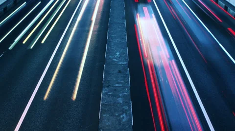 TIMELAPSE: Night traffic from above Stock Footage 34414147