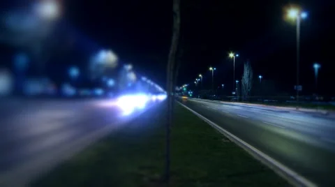 Timelapse night traffic on boulevard. Stock Footage
