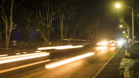 Timelapse of Night Traffic in Denpasar City, Bali, Indonesia Stock Footage