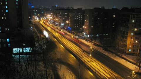 Timelapse Of Night Traffic In Kiev Stock Footage 39149631