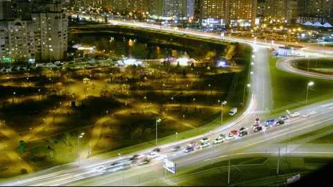 Timelapse of night traffic in Kyiv Stock Footage 176870461