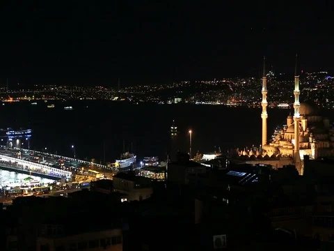 Timelapse night view of istanbul Stock Footage 73603016