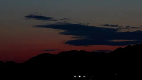 Timelapse night view of Setouchi sunset changing from wine red to darkness,4K Stock Footage 346621895
