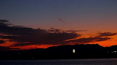 Timelapse night view sunset beautiful reddish purple contrast Japan,4K 库存影片 347734617