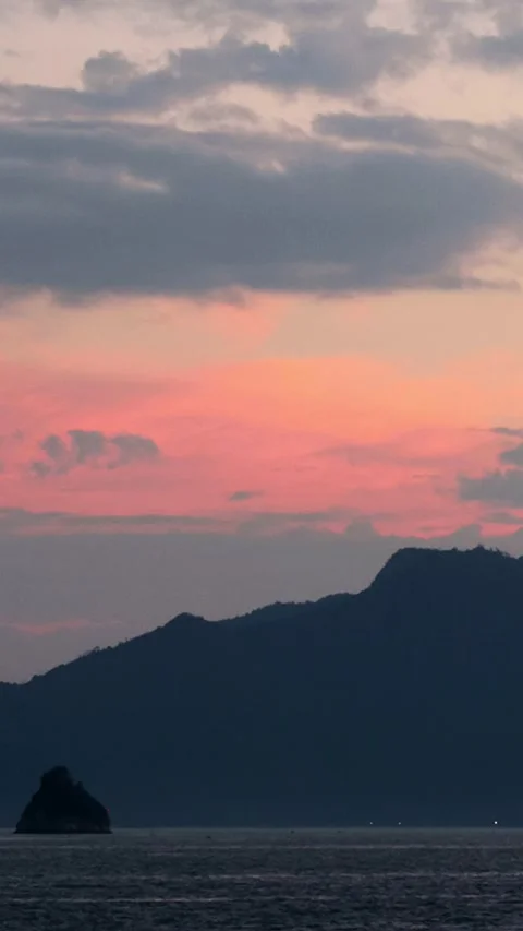 Timelapse night view World Heritage Miyajima fading into the pink sunset,01 Stock Footage 345383545