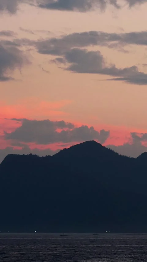 Timelapse night view World Heritage Miyajima fading into the pink sunset,02 Stock Footage 345383778