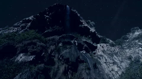 Timelapse night with waterfall Stock Footage 36819421