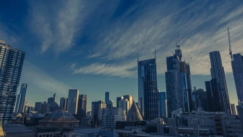 Timelapse of nightfall in Melbourne Stock Footage 96844755