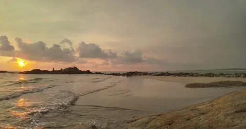 Timelapse of nightfall over Ventura beach with dramatic clouds Stock Footage 308655034