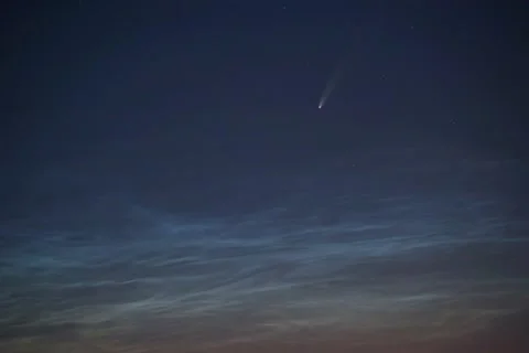 Timelapse of noctilucent clouds and Comet Neowise 4k Stock Footage 237297794