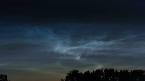 Timelapse of noctilucent clouds in the night sky 4k Stock Footage 237297253