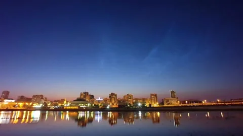 Timelapse of noctilucent clouds in the sky above the city 4k Stock Footage 237298009