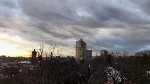 TImelapse North Bronx clouds overlooking upper Manhattan Stock Footage