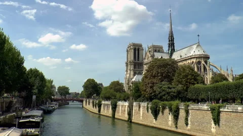 Timelapse of the Notre Dame cathedral under dramatic sky Stock Footage 61926972