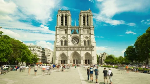 Timelapse Notre Dame de Paris, France in summer - zoom out Stock Footage 67673538