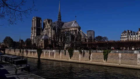 A timelapse of Notre Dame de Paris cathedral in the early spring Stock Footage 104245696
