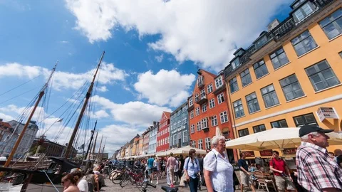 Timelapse of Nyhavn in Copenhagen Stock Footage