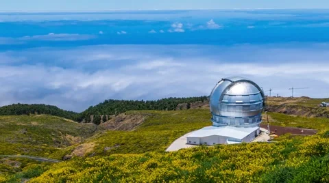 Timelapse in a Observatory with sea of clouds (Canary Island) 스톡 동영상 65216672