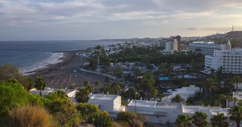Timelapse of ocean and coast beach at Grancanaria Stock Footage 152850780