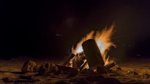 Timelapse - Ocean Beach bonfire Stock Footage 182311870