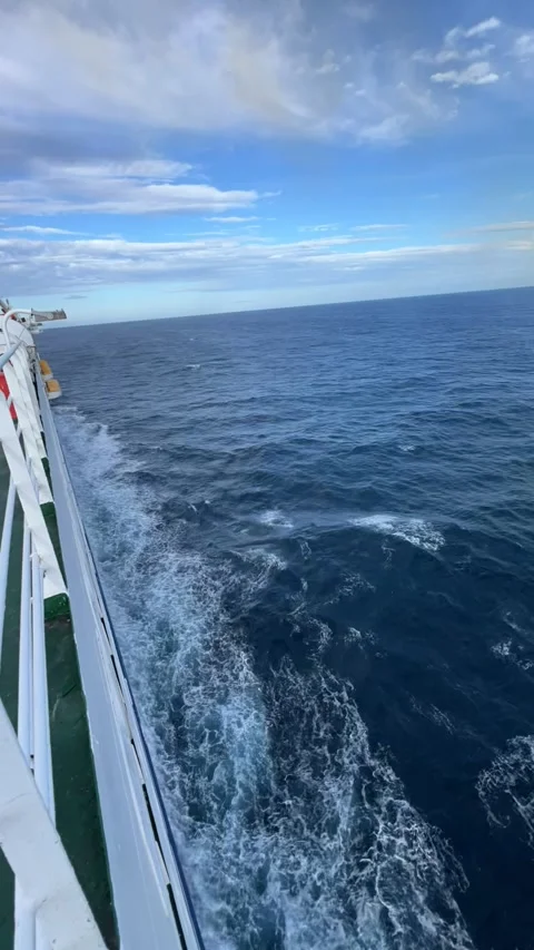 Timelapse of ocean waves from moving ship with clouds over Mediterranean Sea Stock Footage 329375458