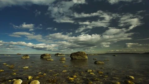 TImelapse ofShelter Island Beach and  Stones- color Stock Footage