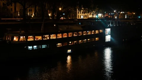 Timelapse Of An Old Fashioned Ship At Night Stock Footage 96113740