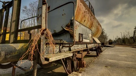 Timelapse of Old Rusty Railroad Train Car [4K] Stock Footage 83879361