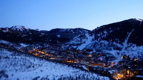 Timelapse of Old Town, Park City, Utah and Deer Valley Resort, Bald Mountain. Stock Footage
