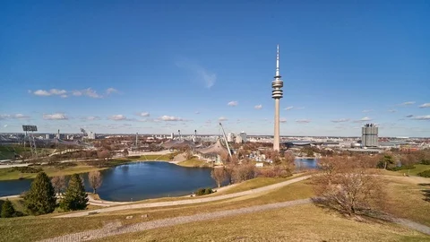 Timelapse of Olympic Park in Munchen, Germany. Stock Footage 125957007