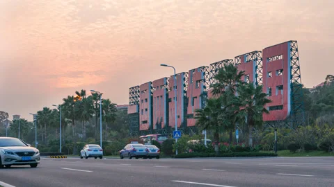 Timelapse, One country, Two System, Unify China, Sunset, Xiamen, China Stock Footage 87157805
