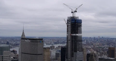 Timelapse of One Vanderbilt skyscraper under construction next to the Stock Footage 127956413