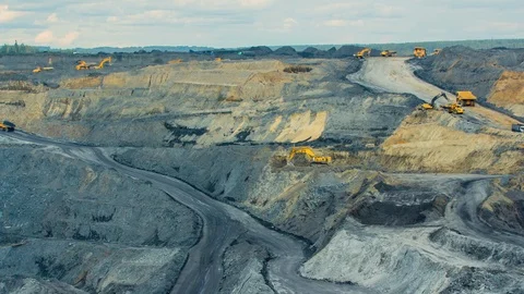 Timelapse open pit coal mining Stock Footage 114970692