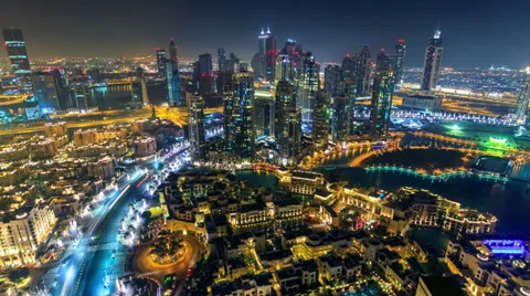 Timelapse Open view on the city at night FullHD Stock Footage 35441562