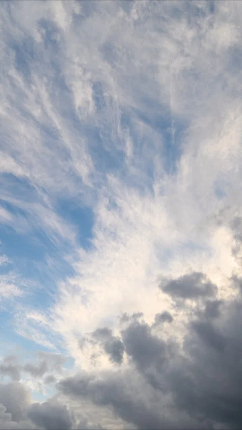 Timelapse of opposing storm cloud movements with dramatic lighting. Cinematic fo Stock Footage 337353257