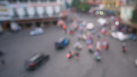 Timelapse or time lapse of defocus, out of focus traffic Stock Footage 97924830
