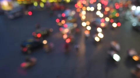 Timelapse or time lapse of defocus or out of focus traffic with bokeh Stock Footage 97925060