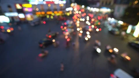 Timelapse or time lapse of defocus or out of focus traffic with bokeh Stock Footage 97925162