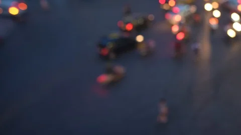 Timelapse or time lapse of defocus or out of focus traffic with bokeh Stock Footage 97925237