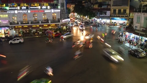 Timelapse or time lapse of night traffic in city Stock Footage 97925273